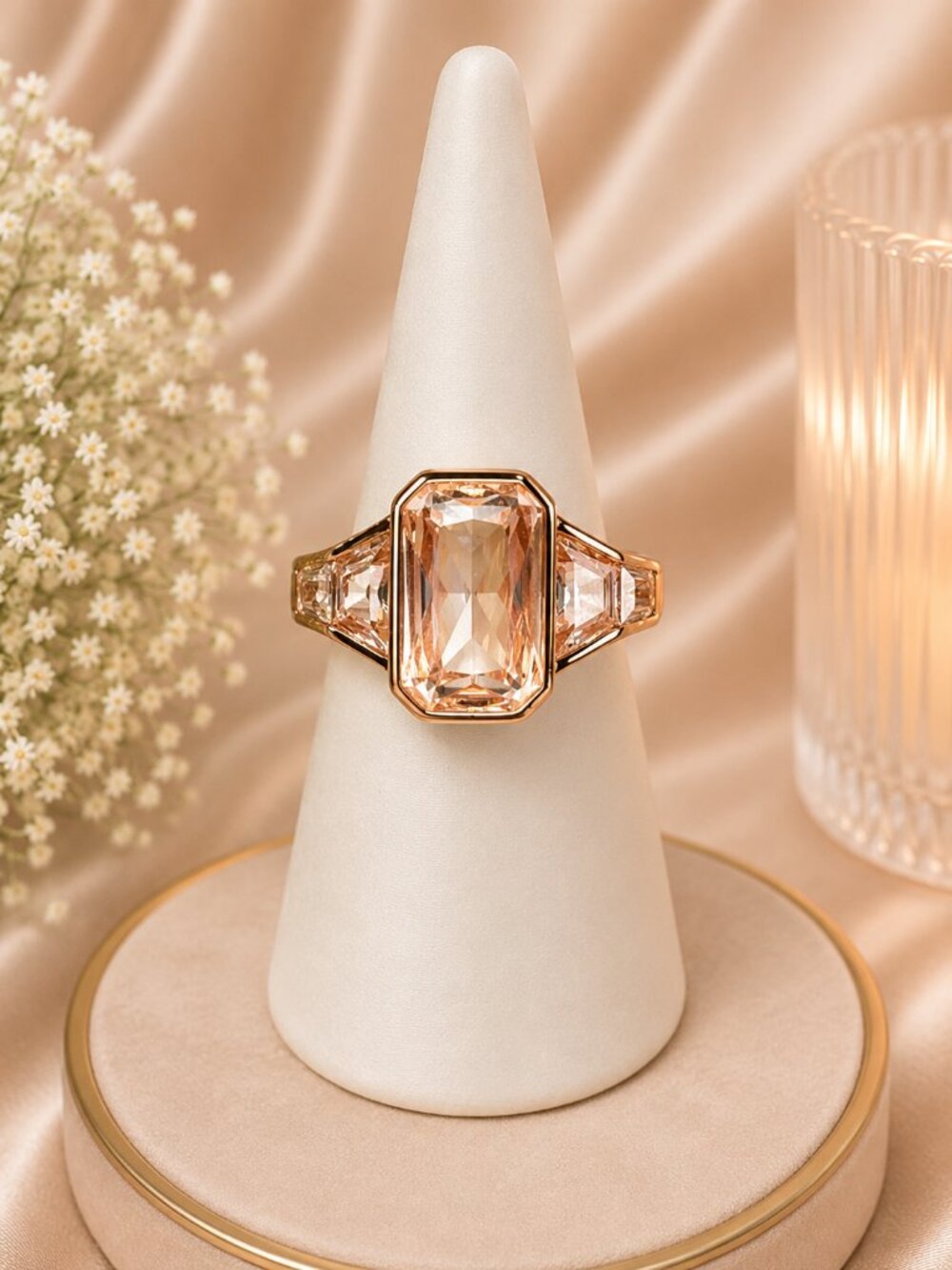 Bomb Party "Stay With Me A While" RG44319 Diamond CZ on Rose Gold Size 10